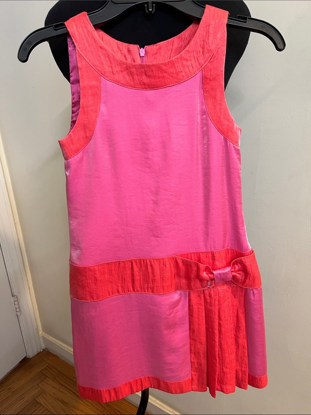 Girls Two-Tone Pink Sleeveless Dress with Bow